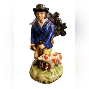 RARE Antique Staffordshire Victorian Figure of ‘The Hunter’ And His Dog Hunting